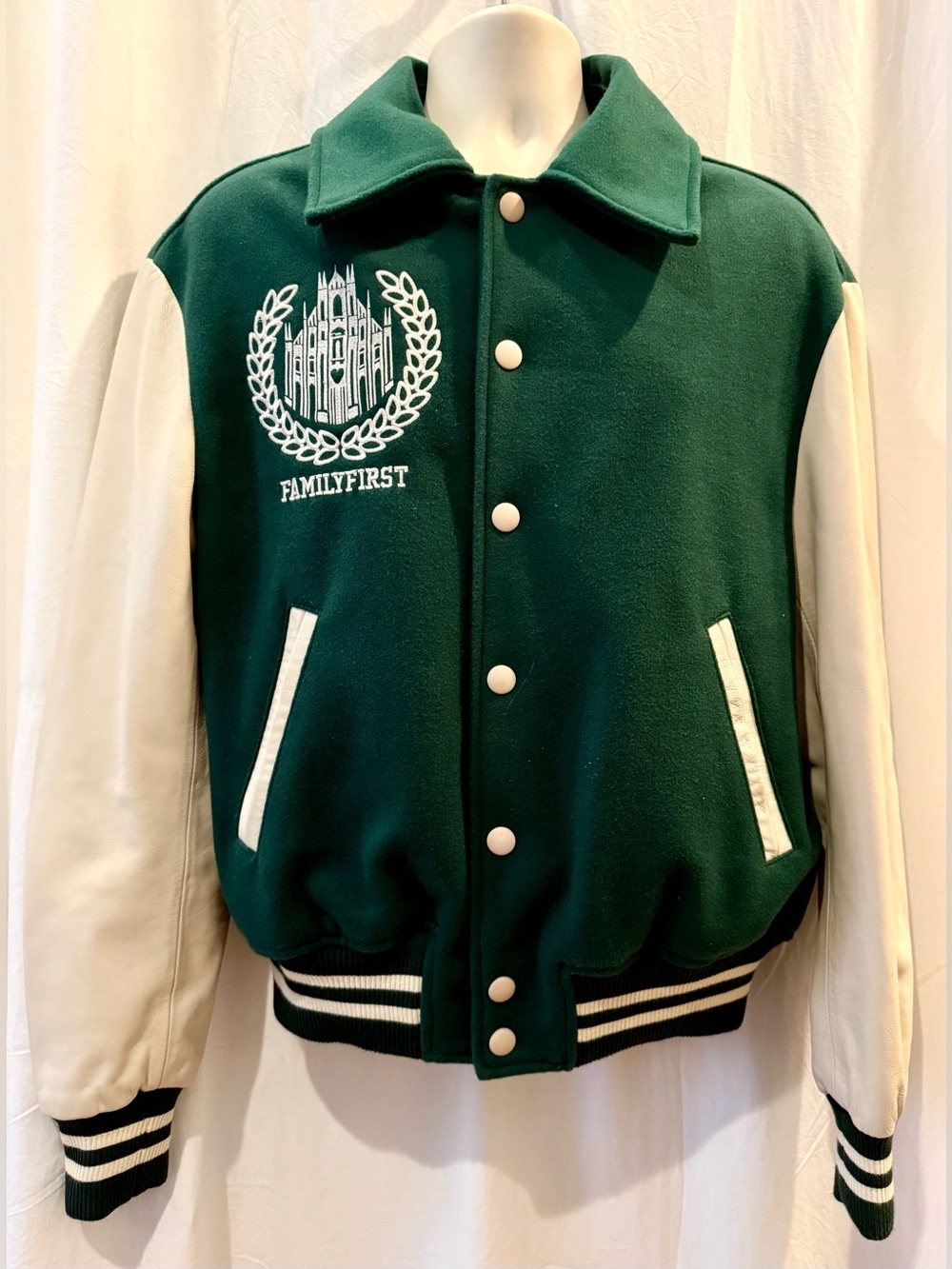 FAMILY FIRST Embroidered Varsity Jacket